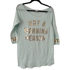 PINK Victoria Secret I Don’t Do Mornings Sleepwear Raglan T-Shirt Size XS